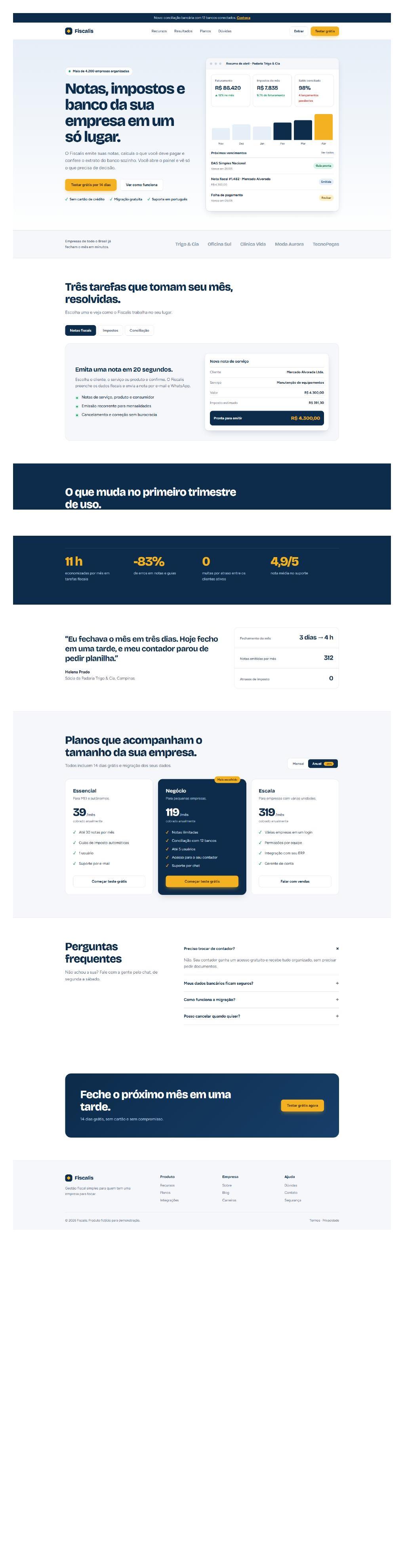 Exemplo de site SaaS - Fiscalis
